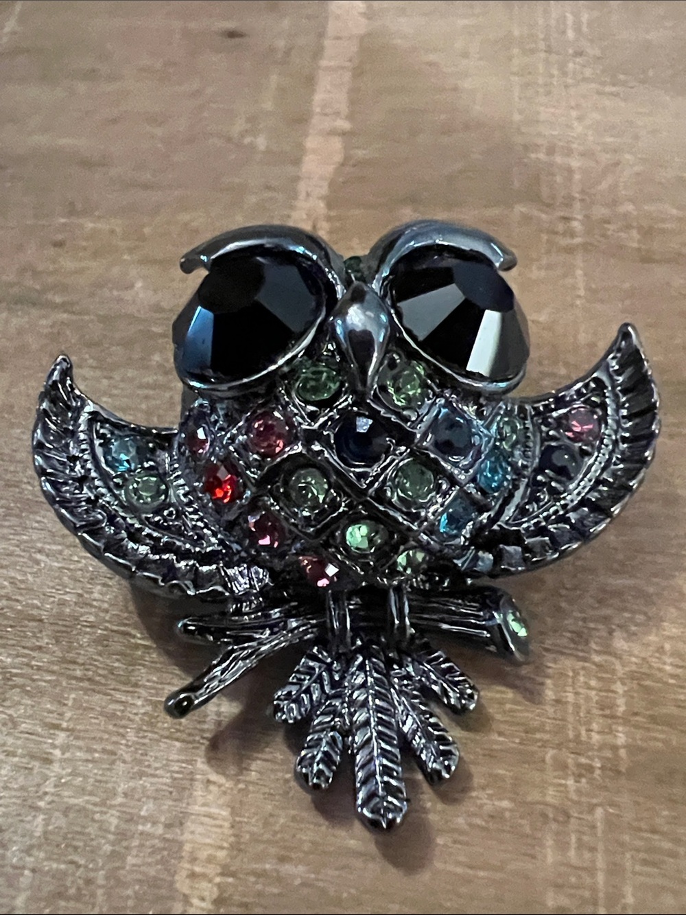 3/$18 Multicolor Crystal Owl Brooch Brooch Lot 252